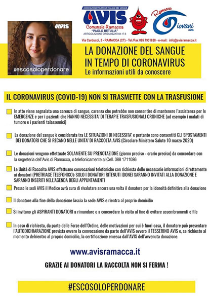 La donazione del sangue in tempo di coronavirus